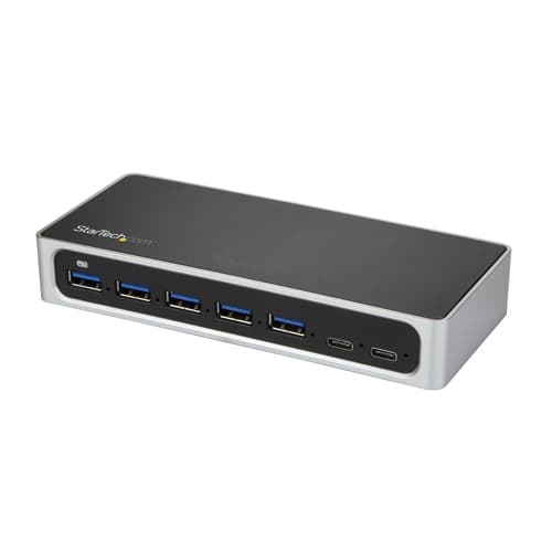 StarTech.com 7 Port USB C Hub with Fast Charge Port, USB-C to 5x USB-A 2x USB-C USB 3.0 (USB 3.1/3.2 Gen 1 SuperSpeed 5Gbps), Self Powered Type-C Hub w/ Power Adapter, Desktop/Laptop Hub - Windows/macOS/Linux (HB30C5A2CSC) - Hub - 5 x SuperSpeed USB 3.0 + 2 x USB-C - desktop