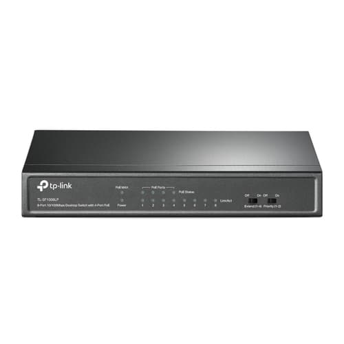 TP-Link TL-SF1008LP - V1 - switch - unmanaged - 8 x 10/100 (4 PoE) - desktop, wall-mountable - PoE (41 W) — view 1