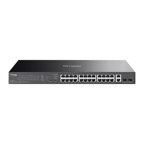 TP-Link Omada ES228GP V1 - Switch - Managed - 26 x 10/100/1000 (PoE+) + 2 x Gigabit SFP - rack-mountable, desktop - PoE+ (250 W)