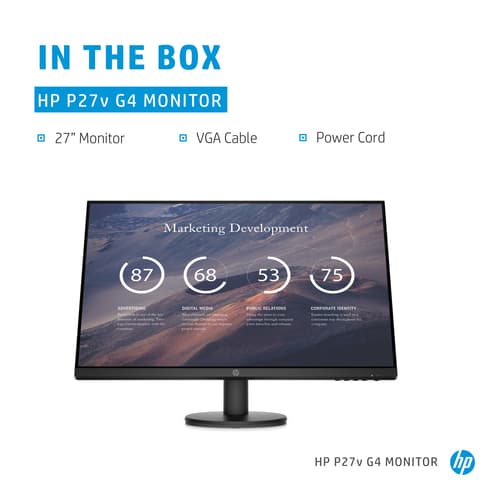 HP P27v G4 - P-Series - LED monitor - 27" - 1920 x 1080 Full HD (1080p) @ 60 Hz - IPS - 300 cd/m� - 1000:1 - 5 ms - HDMI, VGA - black — view 8