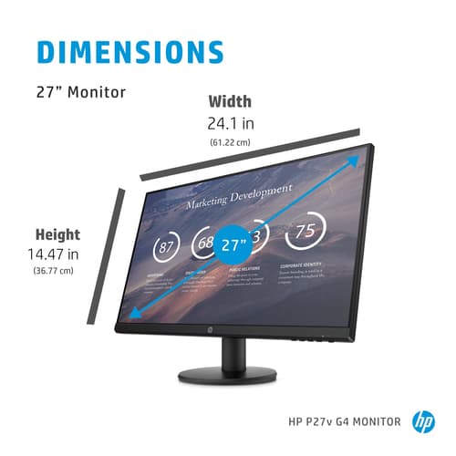 HP P27v G4 - P-Series - LED monitor - 27" - 1920 x 1080 Full HD (1080p) @ 60 Hz - IPS - 300 cd/m� - 1000:1 - 5 ms - HDMI, VGA - black — view 10