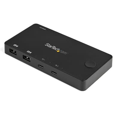 StarTech.com 2 Port USB C KVM Switch, 4K 60Hz HDMI, Compact Dual Port UHD USB Type C Desktop Mini KVM Switch with USB C Cables, Bus Powered, MacBook iPad Pro ThinkPad IdeaPad EliteBook - 4K HDMI KVM Switch - KVM / audio switch - 2 x KVM / audio - desktop