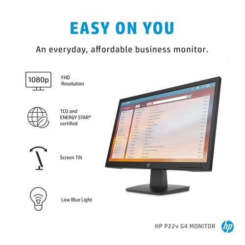 HP P22v G4 - P-Series - LED monitor - 21.5" - 1920 x 1080 Full HD (1080p) @ 60 Hz - TN - 250 cd/m� - 1000:1 - 5 ms - HDMI, VGA - black — view 8