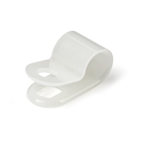 StarTech.com 100 Pack Screw Mount Cable Clamps, Medium 6.35mm Bundle Cable Fastener/Holder, R-Type Single Reusable Nylon Clip, Screw Down Ethernet Cord Management Clamp, UL/94V-2 Rated TAA - Nylon 66 Plastic - TAA (CBMSDCC2) - Cable organizer clamp - white - TAA Compliant (pack of 100)