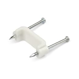 StarTech.com 100 Pack Cable Clips with Nails, Two Steel Nails, Reusable Nail-in Clamps, Brick/Drywall Cable Fasteners, Ethernet Cord/AV/Coax Cable, PE Plastic Mounting Cable Tacks, White - 1-1/8"(31mm) Nails/TAA (CBMDNMCC2) - Cable clips with nails - white - TAA Compliant (pack of 100)