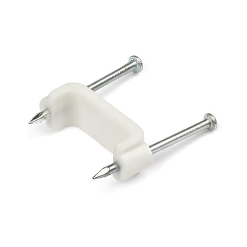 StarTech.com 100 Pack Cable Clips with Nails, Two Steel Nails, Reusable Nail-in Clamps, Brick/Drywall Cable Fasteners, Ethernet Cord/AV/Coax Cable, PE Plastic Mounting Cable Tacks, White - 1-1/8"(31mm) Nails/TAA (CBMDNMCC2) - Cable clips with nails - white - TAA Compliant (pack of 100)