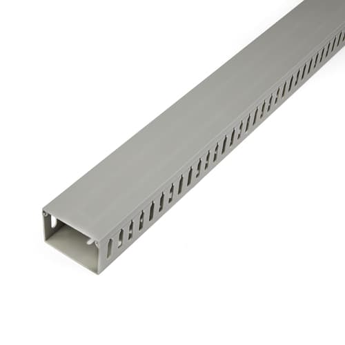StarTech.com Open Slot Cable Management Raceway with Cover, 3"(75mm)W x 2"(50mm)H, 6.5ft(2m) length, 1/4"(8mm) Slots, PVC Network Cable Hider Kit/Wall Wire Duct, Max 180 Cables, UL Listed - UL94 V0, M1 Fire Rated (CBMWD7550) - Cable raceway - 2 m - grey - TAA Compliant
