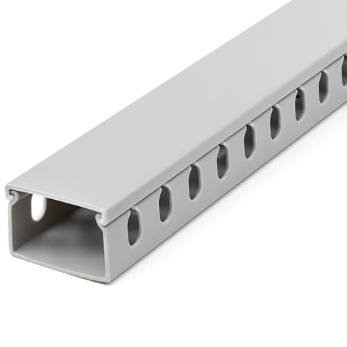 StarTech.com Open Slot Cable Management Raceway with Cover, 1-1/2"(38mm)W x 1"(25mm)H, 6.5ft(2m) length, 1/4"(8mm) Slots, PVC Network Cable Hider/Wall Wire Duct, Max 20 Cables, UL Listed - UL94 V0, M1 Fire Rated (CBMWD3825) - Cable raceway - 2 m - grey - TAA Compliant
