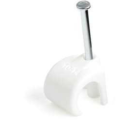 StarTech.com 100 Pack Extra Large Cable Clips with Nail, Reusable, Nail-in Clamps, Wire Holding Clips, Ethernet Cord/AV/Coax Cable Fasteners, Brick/Drywall Mounting Cable Tacks, White, TAA - 1-1/8"(30mm)Steel Nail (CBMNMCC4) - Cable clips with nails - white - TAA Compliant (pack of 100)