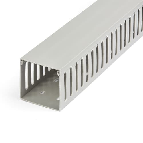 StarTech.com Open Slot Cable Management Raceway with Cover, 3"(75mm)W x 3"(75mm)H, 6.5ft(2m) length, 1/4"(8mm) Slots, PVC Network Cable Hider/Wall Wire Duct, Max 200 Cables, UL Listed - UL94 V0, M1 Fire Rated (CBMWD7575) - Cable raceway - 2 m - grey - TAA Compliant