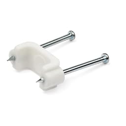 StarTech.com 100 Pack Cable Clips with Nails, Two Steel Nails, Reusable Nail-in Clamps, Brick/Drywall Cable Fasteners, Ethernet Cord/AV/Coax Cable, PE Plastic Mounting Cable Tacks, White - 1-1/8"(31mm) Nails/TAA (CBMDNMCC1) - Cable clips with nails - white - TAA Compliant (pack of 100)