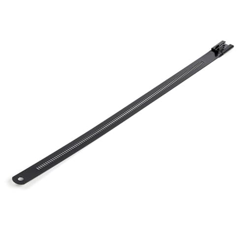 StarTech.com 9"(22cm) Metal Cable Ties, 1/4"(7mm) wide, 2-1/4"(55mm) Bundle Dia. 100lb(45kg) Tensile Strength, Nylon Coated 316 Stainless Steel, Self Locking Metal Detectable Ties, 50 Pack - Nylon 11 Coated Ties (CBMMCT) - Cable tie - indoor, outdoor - 22.5 cm - black - TAA Compliant (pack of 50) - for P/N: CBMMCTTOOL