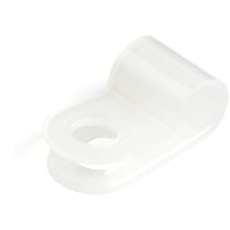 StarTech.com 100 Pack Screw Mount Cable Clamps, Small 5mm Bundle Cable Fastener/Holder, R-Type Single Reusable Nylon Clip, Screw Down Ethernet Cord Management Clamp, UL/94V-2 Rated TAA - Nylon 66 Plastic - TAA (CBMSDCC1) - Cable organizer clamp - white - TAA Compliant (pack of 100)
