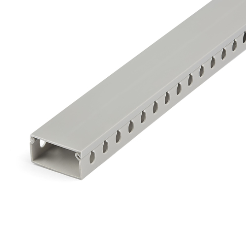 StarTech.com Open Slot Cable Management Raceway with Cover, 2"(50mm)W x 1"(25mm)H, 6.5ft(2m) length, 1/4"(8mm) Slots, PVC Network Cable Hider Kit/Wall Wire Duct, Max 25 Cables, UL Listed - UL94 V0, M1 Fire Rated (CBMWD5025) - Cable raceway - 2 m - grey - TAA Compliant