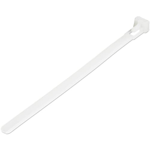 StarTech.com 15cm(6") Reusable Cable Ties, 7mm(1/4") wide, 35mm(1-3/8") Bundle Dia. 22kg(50lb) Tensile Strength, Releasable Nylon Ties, Indoor/Outdoor, 94V-2/UL Listed, 100 Pack, White - Nylon 66 Plastic - TAA (CBMZTRB6) - Cable tie - 15 cm - white - TAA Compliant (pack of 100)