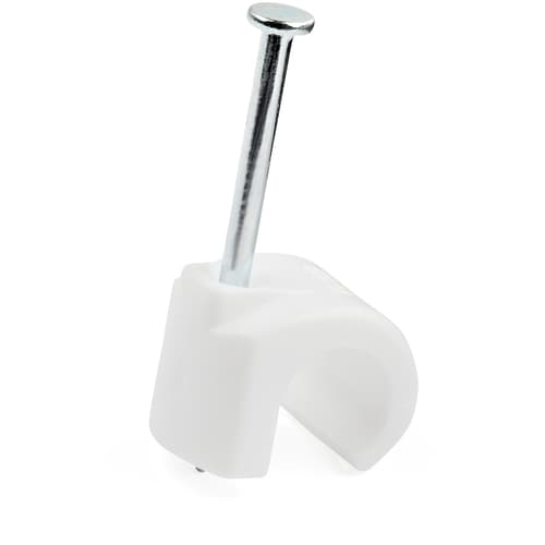 StarTech.com 100 Pack Large Cable Clips with Nail, Reusable, Nail-in Clamps, Wire Holding Clips, CAT6 Ethernet Cord/AV/Coax Cable Fasteners, Brick/Drywall Mounting Cable Tacks, White, TAA - 1"(25mm) Steel Nail (CBMNMCC3) - Cable clips with nails - white - TAA Compliant (pack of 100)