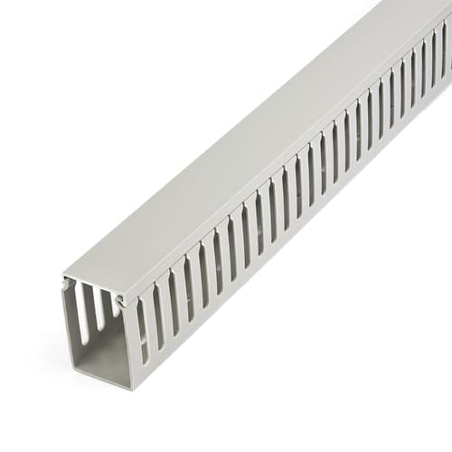 StarTech.com Open Slot Cable Management Raceway with Cover, 2"(50mm)W x 3"(75mm)H, 6.5ft(2m) length, 1/4"(8mm) Slots, PVC Network Cable Hider Kit/Wall Wire Duct, Max 180 Cables, UL Listed - UL94 V0, M1 Fire Rated (CBMWD5075) - Cable raceway - 2 m - grey - TAA Compliant