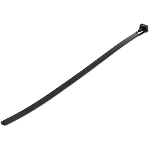 StarTech.com 10"(25cm) Reusable Cable Ties, 1/4"(7mm) wide, 2-1/2"(65mm) Bundle Dia. 50lb(22kg) Tensile Strength, Releasable Nylon Ties, Indoor/Outdoor, 94V-2/UL Listed, 100 Pack, Black - Nylon 66 Plastic - TAA (CBMZTRB10BK) - Cable tie - 25 cm - black - TAA Compliant (pack of 100) - for P/N: MDBOXMNT