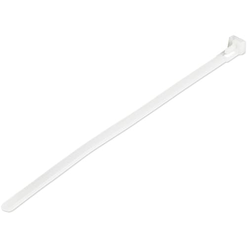 StarTech.com 20cm(8") Reusable Cable Ties, 7mm(1/4") wide, 50mm(1-7/8") Bundle Dia. 22kg(50lb) Tensile Strength, Releasable Nylon Ties, Indoor/Outdoor, 94V-2/UL Listed, 100 Pack, White - Nylon 66 Plastic - TAA (CBMZTRB8) - Cable tie - 20 cm - white - TAA Compliant (pack of 100)