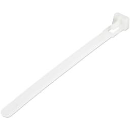 StarTech.com 12cm(5") Reusable Cable Ties, 7mm(1/4") wide, 30mm(1-1/8") Bundle Dia. 22kg(50lb) Tensile Strength, Releasable Nylon Ties, Indoor/Outdoor, 94V-2/UL Listed, 100 Pack, White - Nylon 66 Plastic - TAA (CBMZTRB5) - Cable tie - 12.5 cm - white - TAA Compliant (pack of 100)