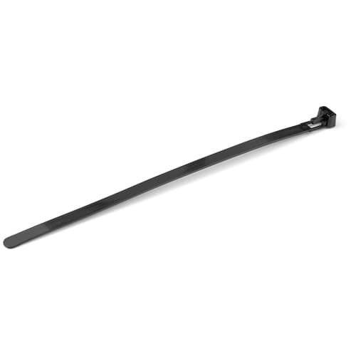 StarTech.com 20cm(8") Reusable Cable Ties, 7mm(1/4") wide, 50mm(1-7/8") Bundle Dia. 22kg(50lb) Tensile Strength, Releasable Nylon Ties, Indoor/Outdoor, 94V-2/UL Listed, 100 Pack, Black - Nylon 66 Plastic - TAA (CBMZTRB8BK) - Cable tie - 20 cm - black - TAA Compliant (pack of 100)