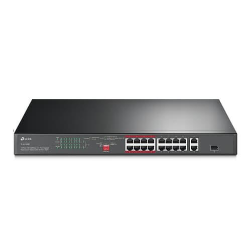 TP-Link JetStream TL-SL1218P - V1 - switch - unmanaged - 16 x 10/100 (PoE+) + 2 x 10/100/1000 + 1 x combo Gigabit SFP - rack-mountable - PoE+ (150 W)
