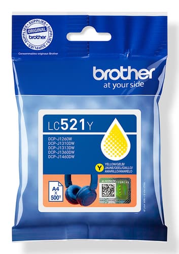 Brother LC521Y - Yellow - original - pillow pack - ink cartridge - for Brother DCP-J1260W, DCP-J1310DW