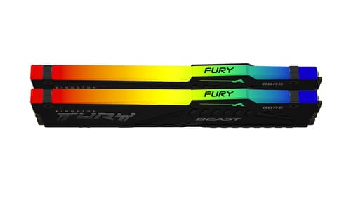 Kingston FURY Beast RGB - DDR5 - kit - 64 GB: 2 x 32 GB - DIMM 288-pin - 6400 MHz / PC5-51200 - CL32 - 1.4 V - unbuffered - on-die ECC - black — view 3