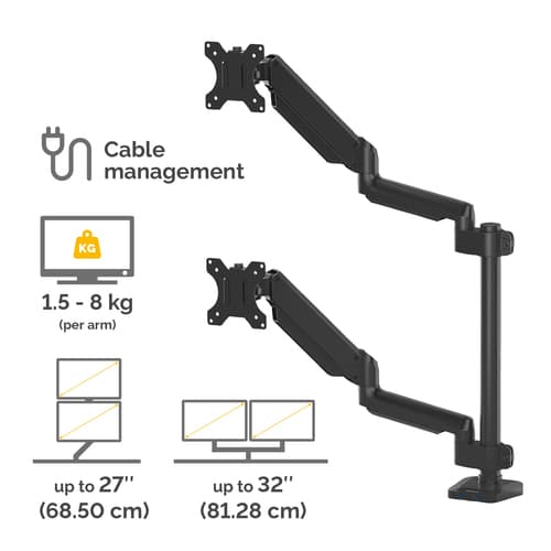 PLATINUM DUAL VERTICAL MONITOR ARM — view 4