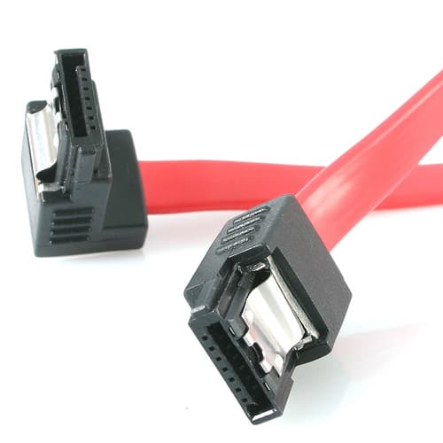 StarTech.com 18in Latching SATA to Right Angle SATA Serial ATA Cable - SATA cable - Serial ATA 150/300 - SATA (F) to SATA (F) - 46 cm - latched, right-angled connector - red - for P/N: 25S22M2NGFFR, HSB13SATSASB, HSB1SATSASBA, HSB1SATSASVA, HSB43SATSASB, S322M225R