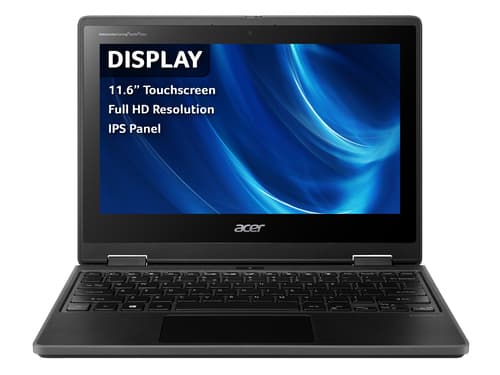 Acer TravelMate Spin B3 TMB311RN-32 - Flip design - Intel Celeron - N5100 / up to 2.8 GHz - Win 11 Pro Education - UHD Graphics - 4 GB RAM - 128 GB eMMC - 11.6" IPS touchscreen 1920 x 1080 (Full HD) - Gigabit Ethernet - Wi-Fi 6 - shale black - kbd: UK — view 6