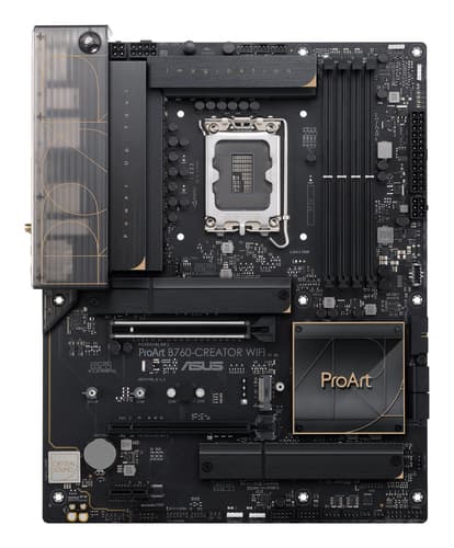 ASUS PROART B760-CREATOR WIFI - Motherboard - ATX - LGA1700 Socket - B760 Chipset - USB-C 3.2 Gen2, USB 3.2 Gen 1, USB-C 3.2 Gen 2x2 - Gigabit LAN, 2.5 Gigabit LAN, Wi-Fi 6, Bluetooth - onboard graphics (CPU required) - HD Audio (8-channel) — view 3