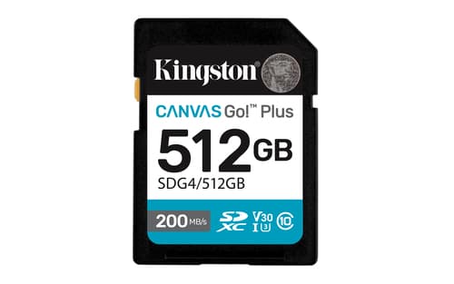 Kingston Canvas Go! Plus - Flash memory card - 512 GB - Video Class V30 / UHS-I U3 / Class10 - SDXC UHS-I — view 1