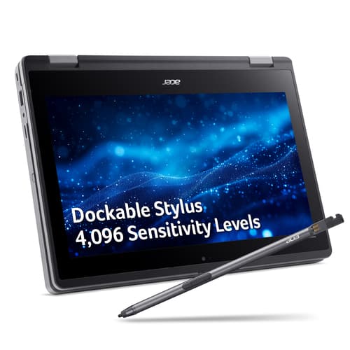 Acer TravelMate B3 Spin 11 TMB311RN-33-TCO - Flip design - Intel N-series - N100 / up to 3.4 GHz - Win 11 Pro Education - UHD Graphics - 4 GB RAM - 128 GB SSD UFS - 11.6" IPS touchscreen 1920 x 1080 (Full HD) - Wi-Fi 6E, Bluetooth - shale black - kbd: UK — view 5