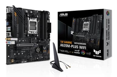 ASUS TUF GAMING A620M-PLUS WIFI - Motherboard - micro ATX - Socket AM5 - AMD A620 Chipset - USB 3.2 Gen 1, USB-C 3.2 Gen 1 - Gigabit LAN, 2.5 Gigabit LAN, Bluetooth, Wi-Fi - onboard graphics (CPU required) - HD Audio (8-channel)