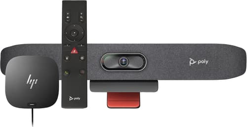 Poly Studio R30 - USB video bar - Certified for Microsoft Teams, Zoom Certified, Google Meet Certified - sand - with HP USB-C Dock G5