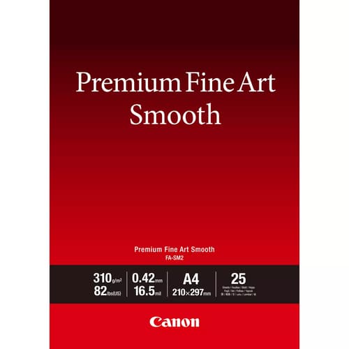 Canon Premium Fine Art FA-SM2 - Smooth - 16.5 mil - A4 (210 x 297 mm) - 310 g/m� - 82 lbs - 25 sheet(s) photo paper - for imagePROGRAF PRO-1000, PRO-300, PIXMA PRO-10S