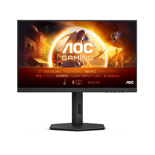 AOC Gaming 27G4X - G4 Series - LED monitor - gaming - 27" - 1920 x 1080 Full HD (1080p) @ 180 Hz - IPS - 300 cd/m� - 1000:1 - HDR10 - 0.5 ms - 2xHDMI, DisplayPort - speakers - black