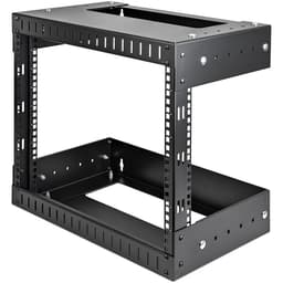 StarTech.com 8U 19" Wall Mount Network Rack, Adjustable Depth 12-20" 2 Post Open Frame Server Room Rack for AV/Data/ IT Communication/Computer Equipment/Switch with Cage Nuts & Screws - 8U Adjustable Rack (RK812WALLOA) - Rack - wall mountable - black - 8U - 20"