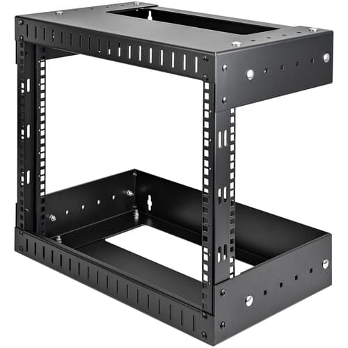 StarTech.com 8U 19" Wall Mount Network Rack, Adjustable Depth 12-20" 2 Post Open Frame Server Room Rack for AV/Data/ IT Communication/Computer Equipment/Switch with Cage Nuts & Screws - 8U Adjustable Rack (RK812WALLOA) - Rack - wall mountable - black - 8U - 20"