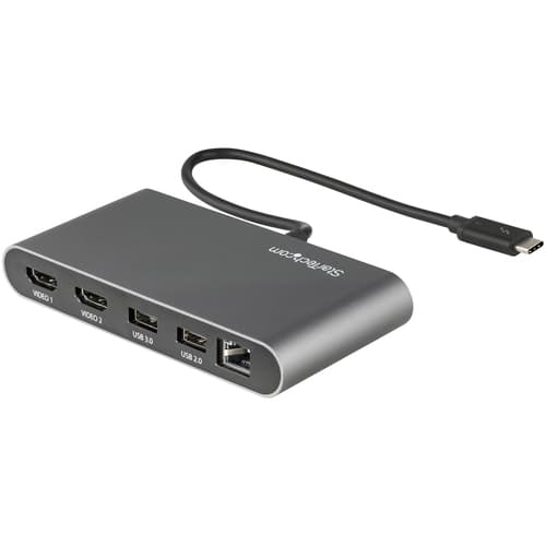 StarTech.com Thunderbolt 3 Mini Dock - Portable Dual Monitor w/HDMI 4K 60Hz - 2X USB-A Hub (3.2/2.0), GbE - 28cm Cable - TB3 Multiport Adapter - Mac/Windows�- Upgraded Version of TB3DKM2HD (TB3DKMHDL) - Docking station - Thunderbolt 3 - 2 x HDMI - 1GbE — view 1