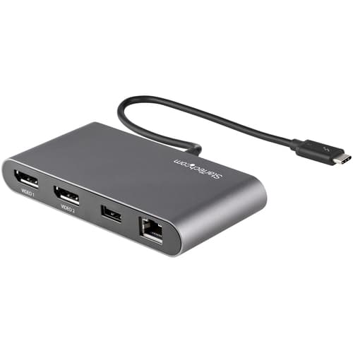 StarTech.com Thunderbolt 3 Mini Dock - Portable Dual Monitor w/ DP 4K 60Hz - 2X USB-A Hub (3.2/2.0), GbE - 28cm Cable - TB3 Multiport Adapter - Mac/Windows�- Upgraded Version of TB3DKM2DP (TB3DKMDPL) - Docking station - Thunderbolt 3 - 2 x DP - 1GbE — view 3