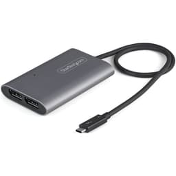 StarTech.com Thunderbolt 3 to Dual DisplayPort Adapter DP 1.4, Dual 4K 60Hz or Single 8K/5K Thunderbolt 3 to DP Adapter, TB3 to 2x DisplayPort Monitor Video Display Adapter, Mac/Windows - TB3 to DP 1.4 Adapter - USB / DisplayPort adapter - 24 pin USB-C (M) to DisplayPort (F) - Thunderbolt 3 / DisplayPort 1.4 - 46 cm - 8K support - silver