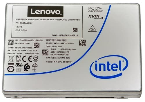 Intel P5500 Entry - SSD - 1.92 TB - hot-swap - 2.5" - U.2 PCIe 4.0 x4 (NVMe) - for ThinkAgile HX3331 Certified Node, MX3330-F Appliance, MX3331-F Certified Node — view 1