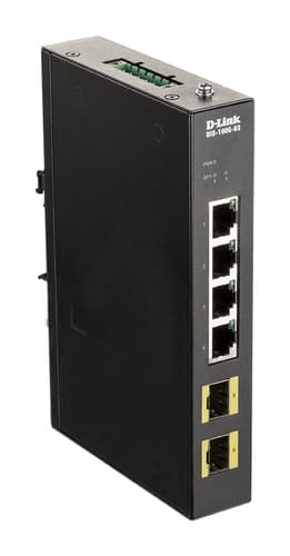 D-Link DIS 100G-6S - Switch - unmanaged - 4 x 10/100/1000 + 2 x 100/1000 SFP - DIN rail mountable, wall-mountable
