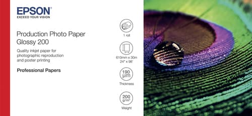 Epson Production - Polyethylene (PE) - glossy - microporous - 200 micron - Roll (60.96 cm x 30 m) - 200 g/m� - 1 roll(s) photo paper - for SureColor P10000, P20000, SC-P10000, P20000, P6000, P7000, P7500, P8000, P9000, T7200