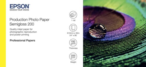 Epson Production - Polyethylene (PE) - semi-glossy - microporous - 200 micron - Roll (60.96 cm x 30 m) - 200 g/m� - 1 roll(s) photo paper - for SureColor P10000, P20000, SC-P10000, P20000, P6000, P7000, P7500, P8000, P9000, T7200