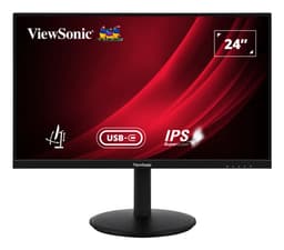 ViewSonic VG2409-MHDU-2 - LED monitor - 24" (23.8" viewable) - 1920 x 1080 Full HD (1080p) @ 100 Hz - IPS - 350 cd/m� - 1300:1 - 4 ms - HDMI, DisplayPort, USB-C - speakers