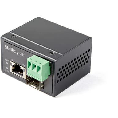 StarTech.com PoE+ Industrial Fiber to Ethernet Media Converter 30W, SFP to RJ45, Singlemode/Multimode Fiber Optic to Copper Gigabit Ethernet, Mini/Compact Size, IP-30/ -40 to +75C, 1Gbps - Mini Media Converter (IMC1GSFP30W) - Fibre media converter - 1GbE - 1000Base-SX, 1000Base-T - RJ-45 / SFP (mini-GBIC) - up to 10 km