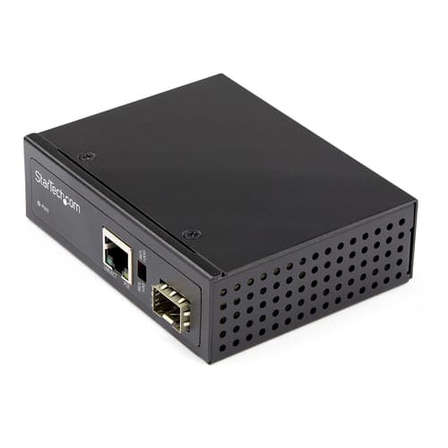 StarTech.com PoE+ Industrial Fiber to Ethernet Media Converter 60W, SFP to RJ45, Singlemode/Multimode Fiber to Copper Gigabit Ethernet, Compact, IP-30/ -40 to +75C, PoE+ Media Converter - Fiber Media Converter (IMC1GSFP60W) - Fibre media converter - 1GbE - 1000Base-SX, 1000Base-T - RJ-45 / SFP (mini-GBIC) - up to 10 km